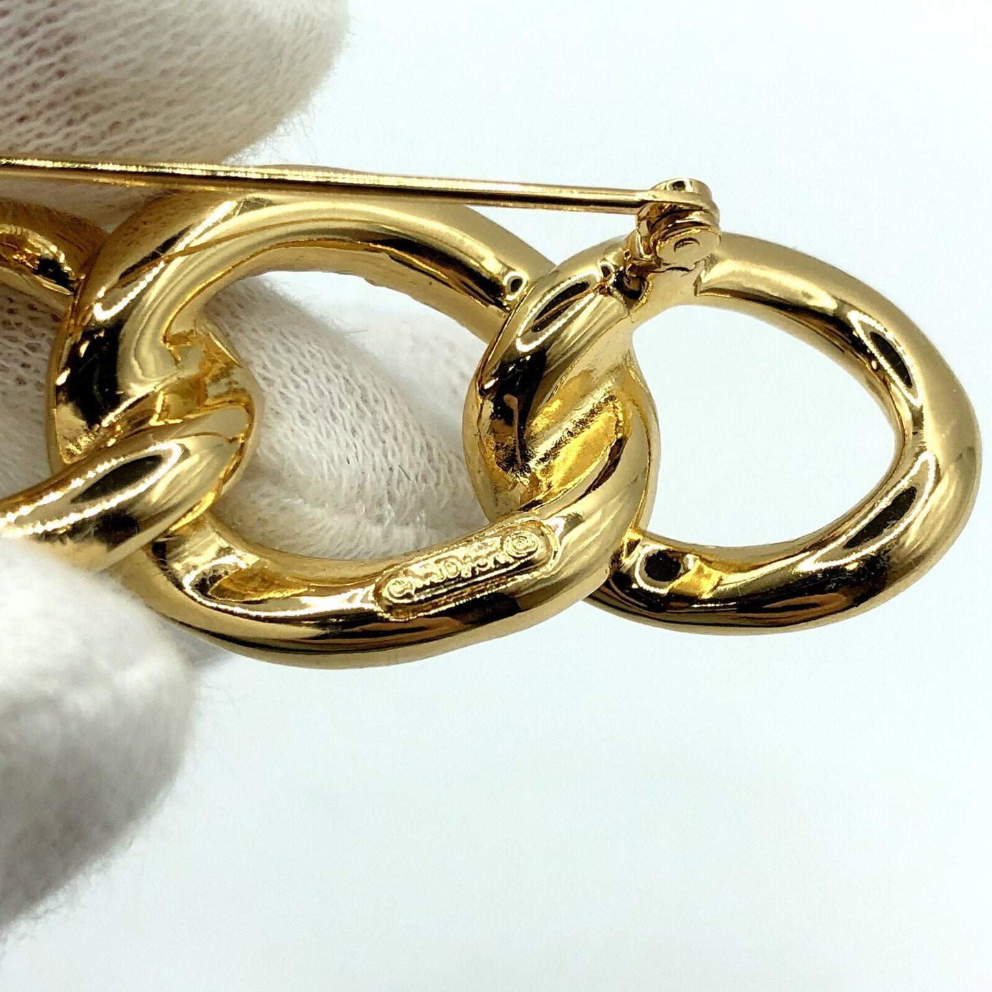 CHRISTIAN DIOR Brooch Gold Rhinestone Ladies