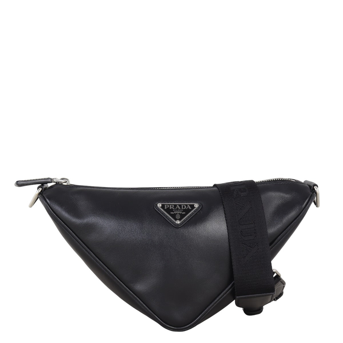 Prada Logo Triangle Leather Shoulder Bag