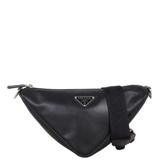 Prada Logo Triangle Leather Shoulder Bag