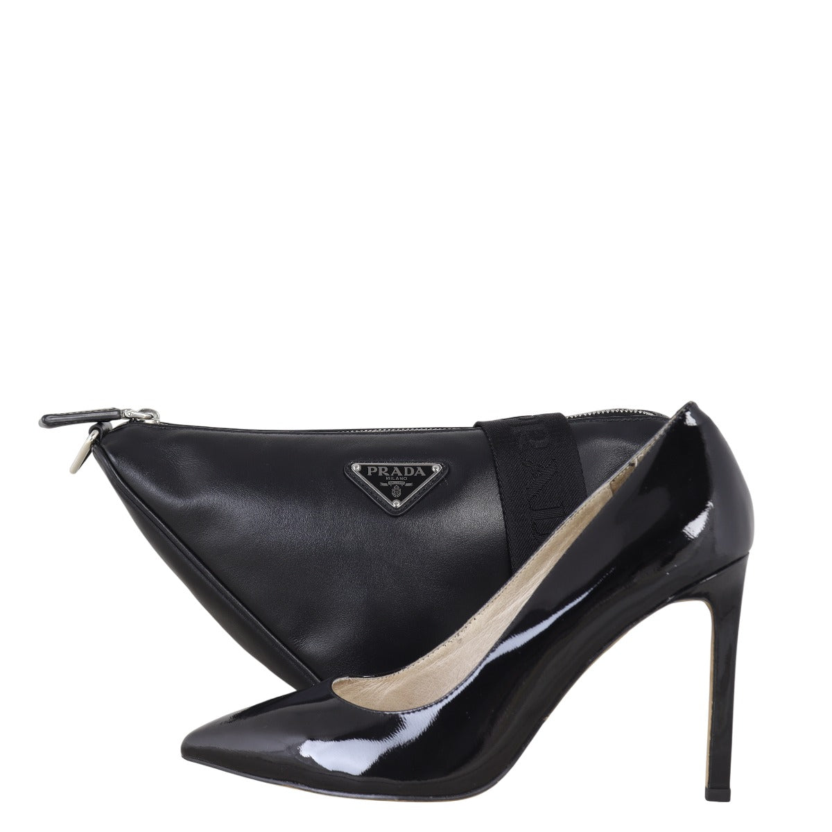 Prada Logo Triangle Leather Shoulder Bag