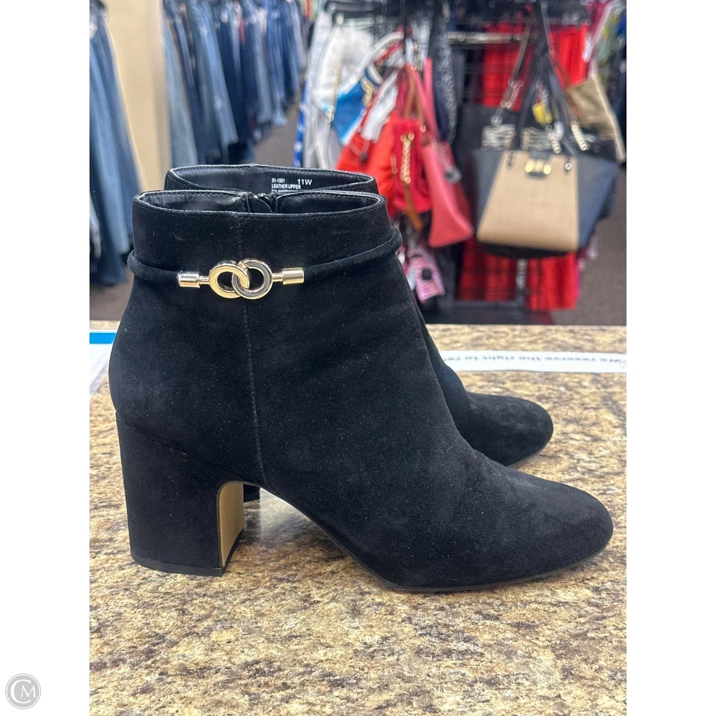 Boots Ankle Heels By Clothes Mentor In Black, Size: 11