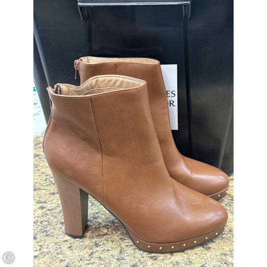 Boots Ankle Heels By Clothes Mentor In Brown, Size: 9.5