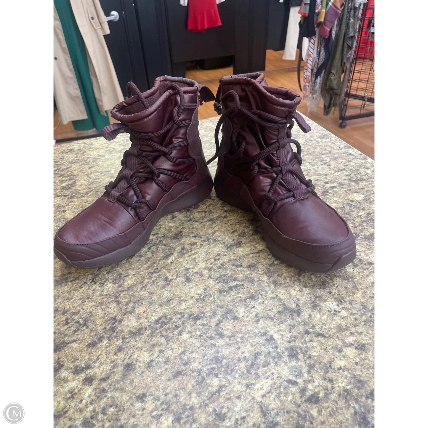 Boots Ankle Flats By Nike In Maroon, Size: 7.5