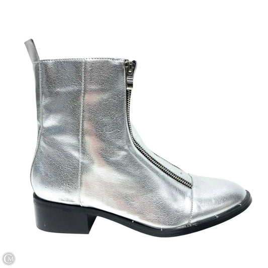 Boots Ankle Heels By Clothes Mentor In Silver, Size: 8.5