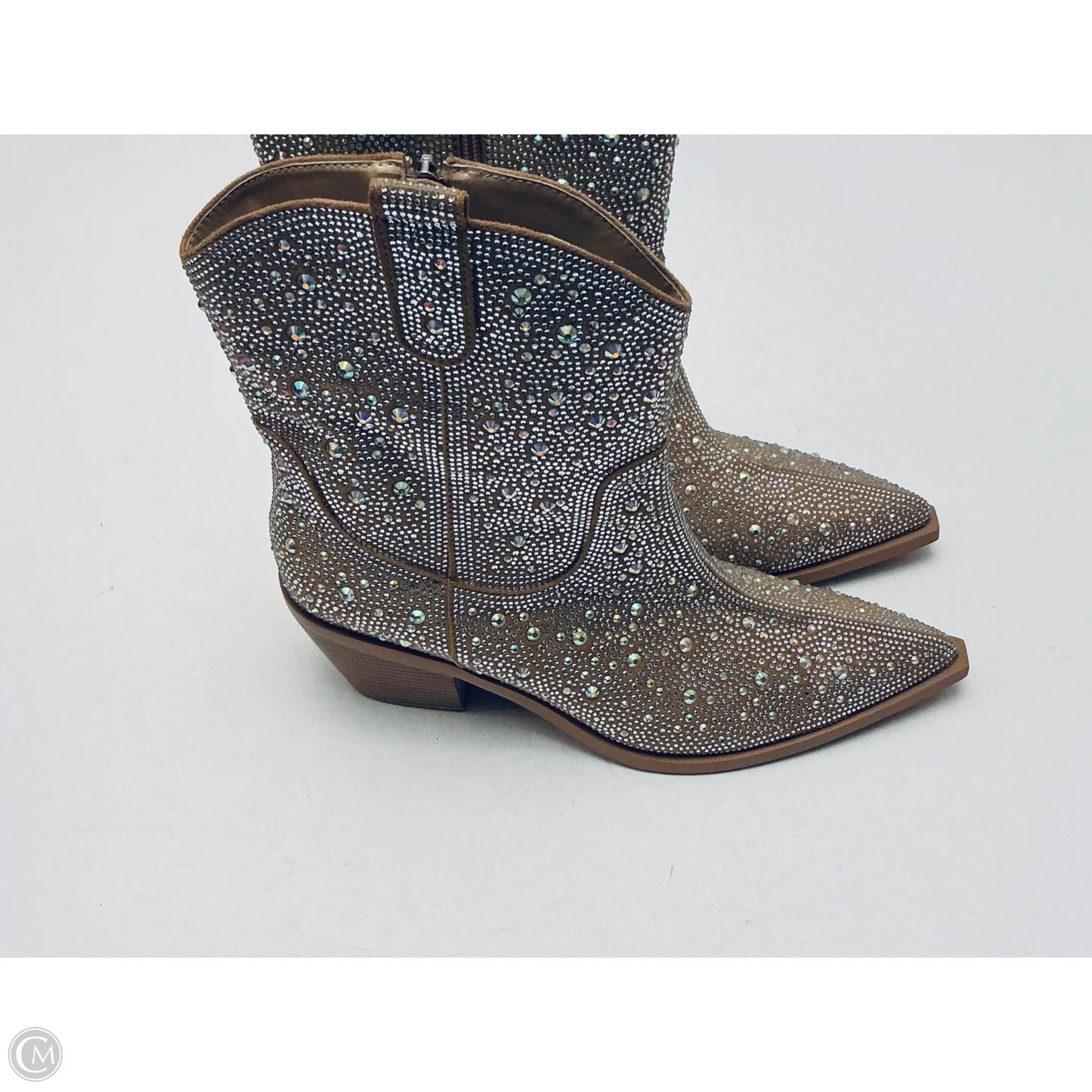 Boots Ankle Heels By Clothes Mentor In Gold, Size: 10