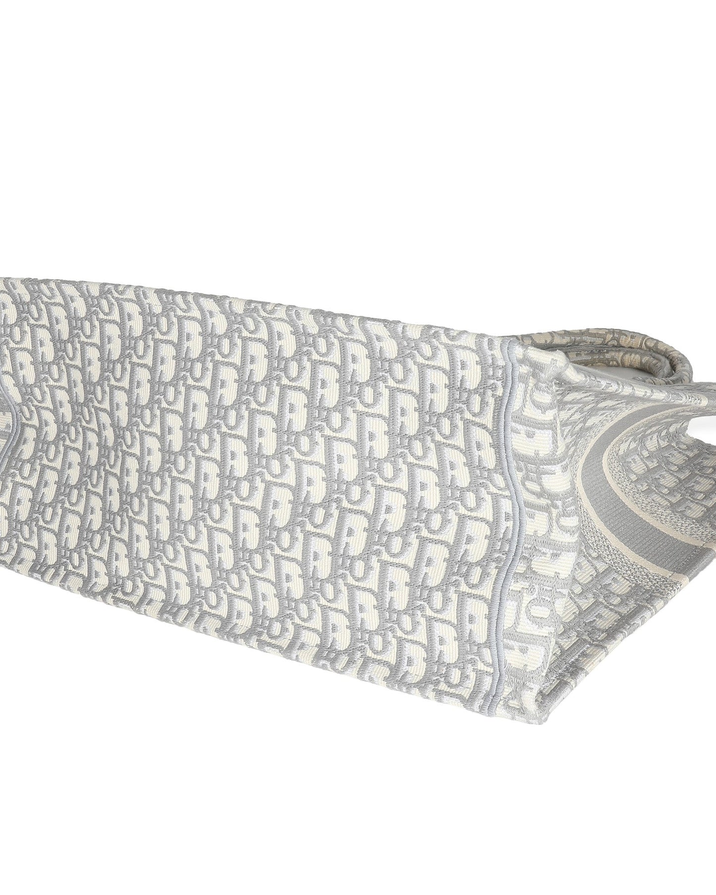 Christian Dior Ecru Gray Dior Oblique Embroidery Large Dior Book Tote