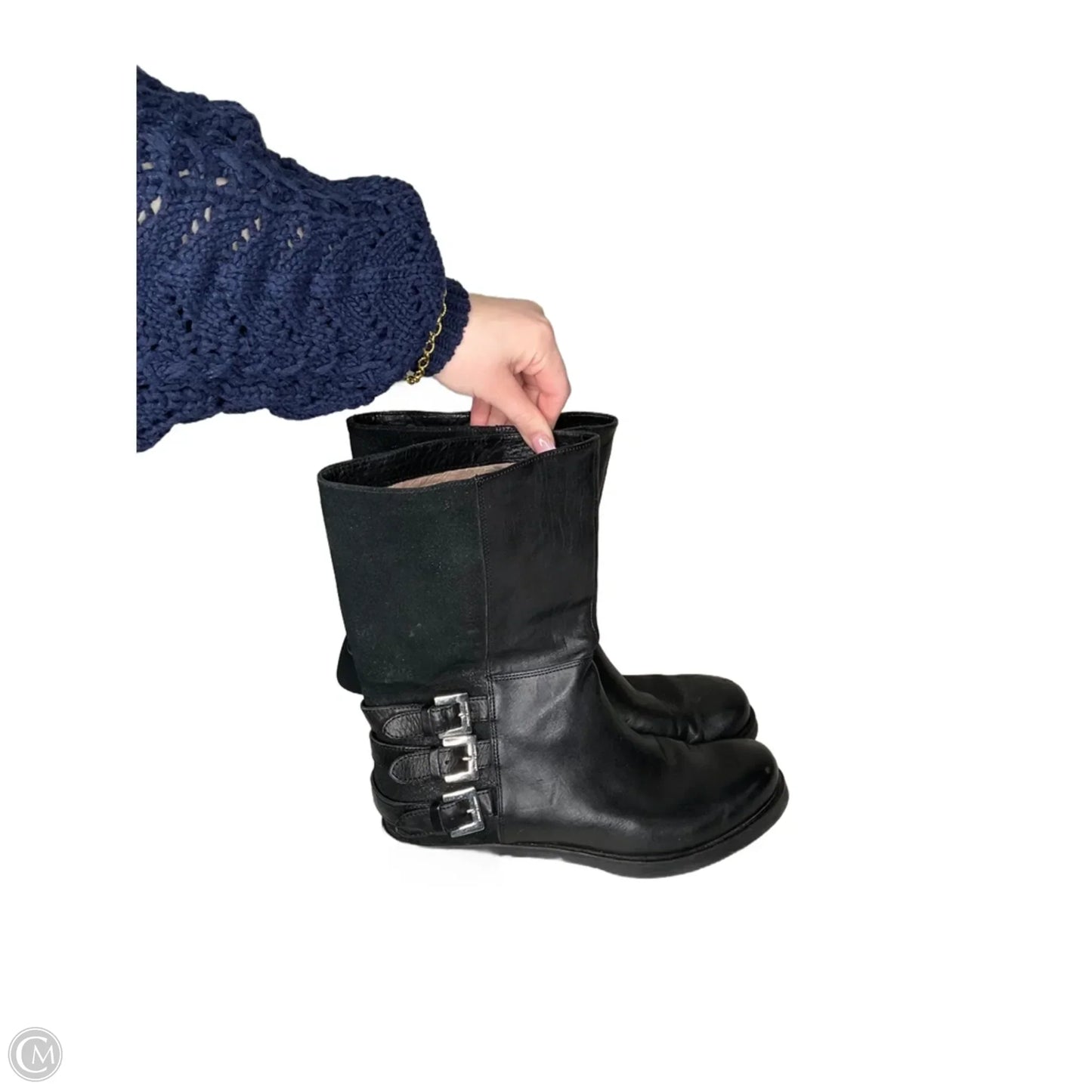 Boots Ankle Flats By Clothes Mentor In Black, Size: 8.5