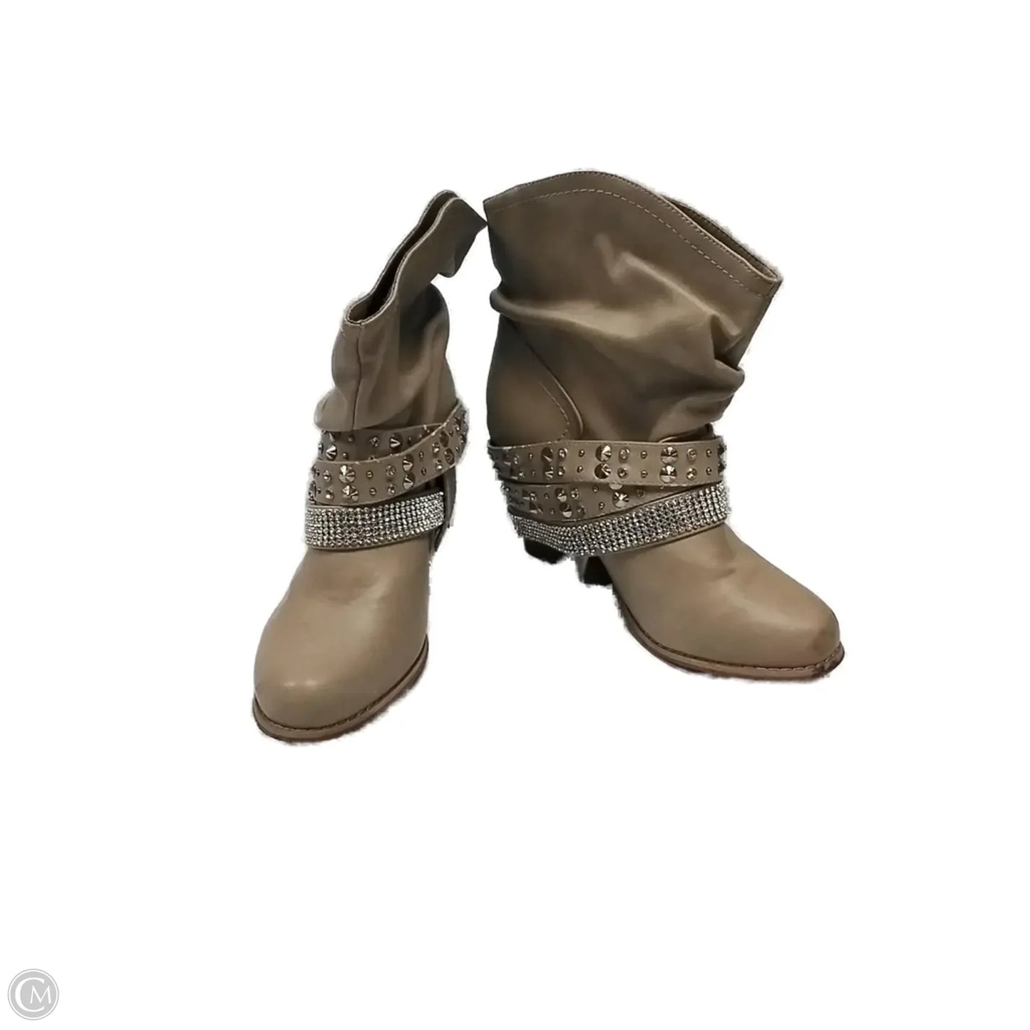 Boots Ankle Heels By Clothes Mentor In Tan, Size: 8.5