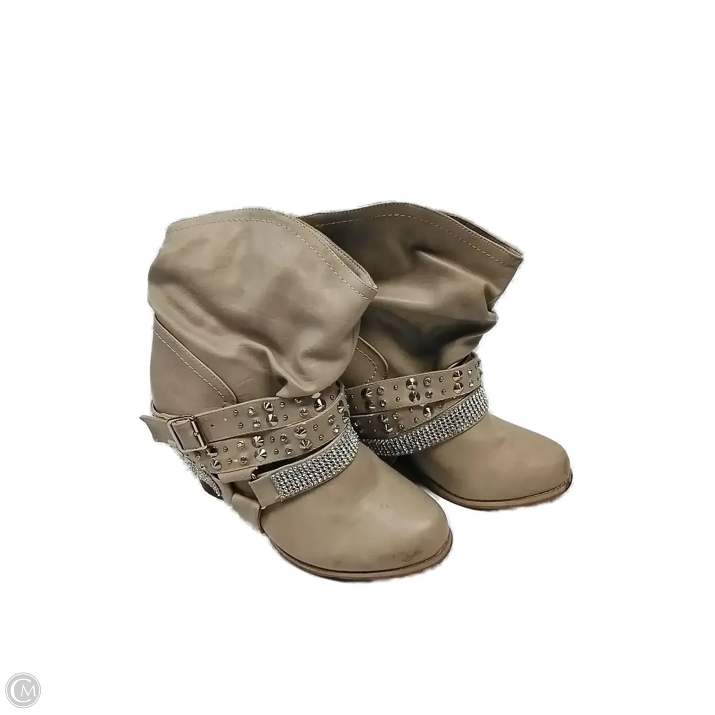 Boots Ankle Heels By Clothes Mentor In Tan, Size: 8.5