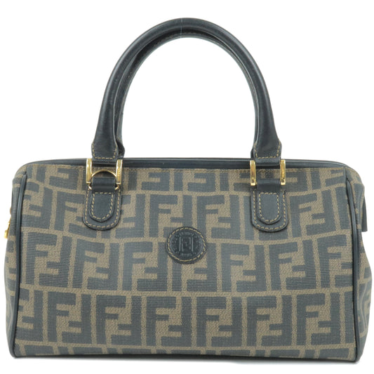 FENDI Zucca PVC Leather Boston Bag Khaki Black 433044980049