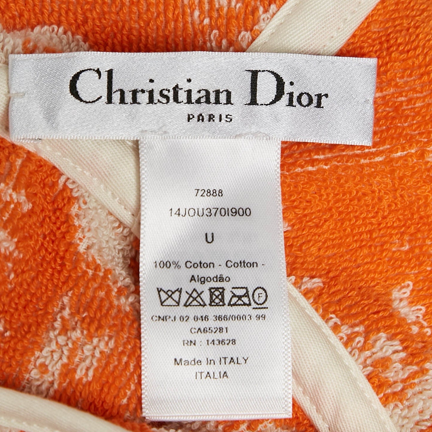 Dior White/orange Toile De Jouy Terry Cotton Hooded Poncho One-Size