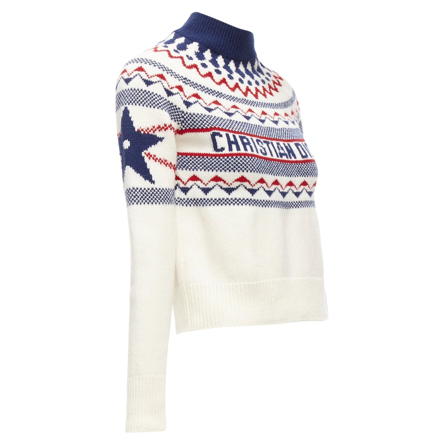 Christian Dior Dioralps cream wool cashmere fairisle sweater