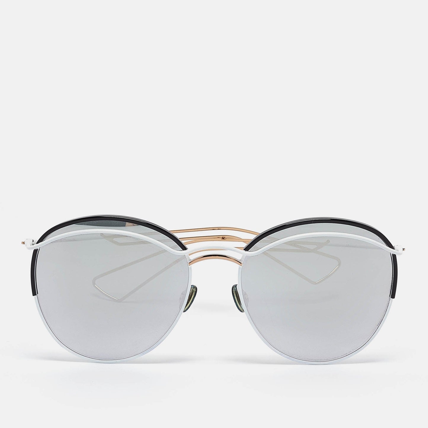 Dior White/grey Mirrored Diorround Aviator Sunglasses