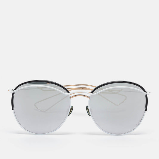 Dior White/grey Mirrored Diorround Aviator Sunglasses