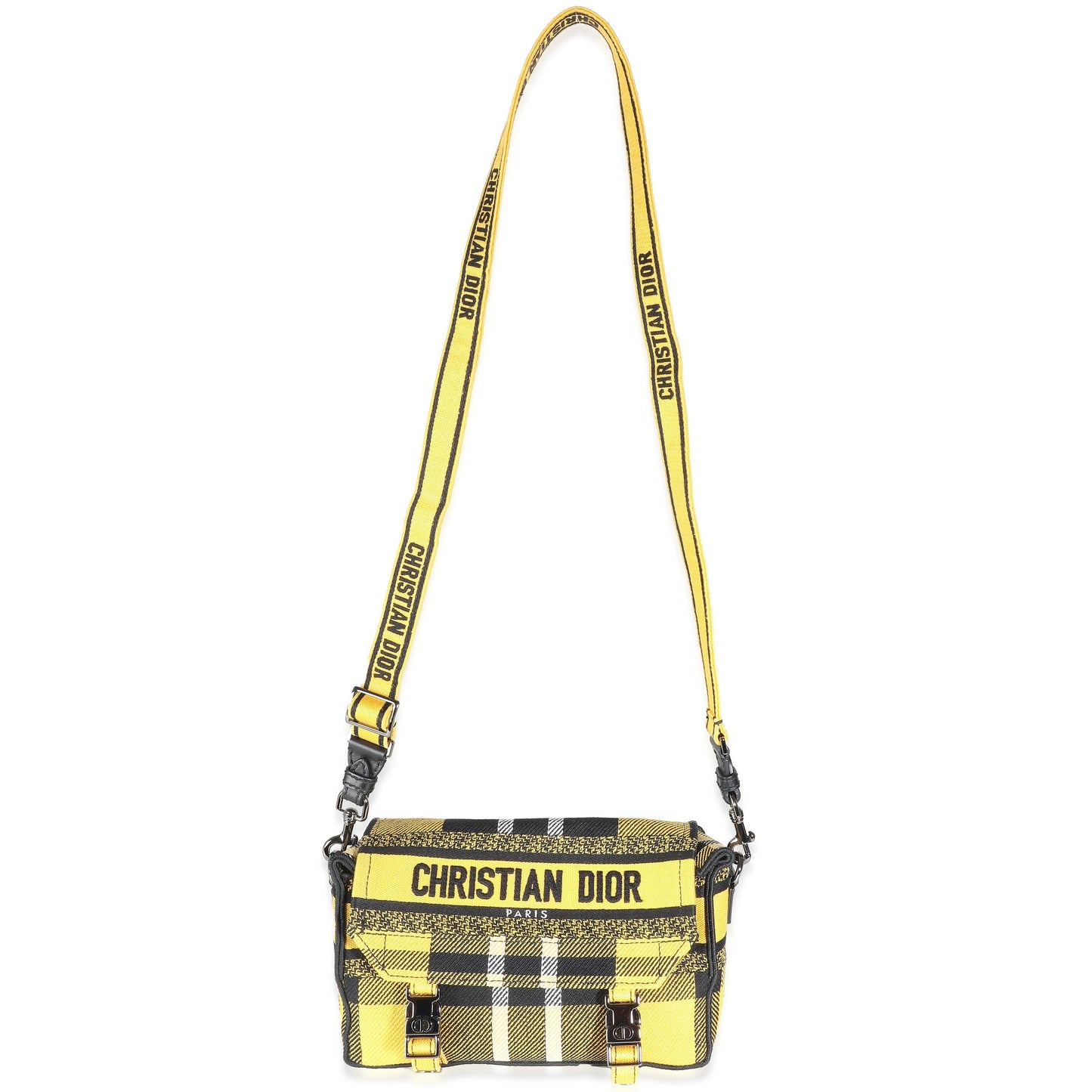Christian Dior Yellow Tartan Canvas Small Diorcamp Messenger