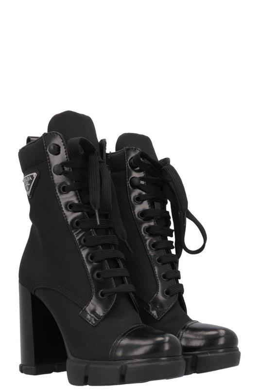 PRADA Re-Nylon Logo Ankle Boots Black
