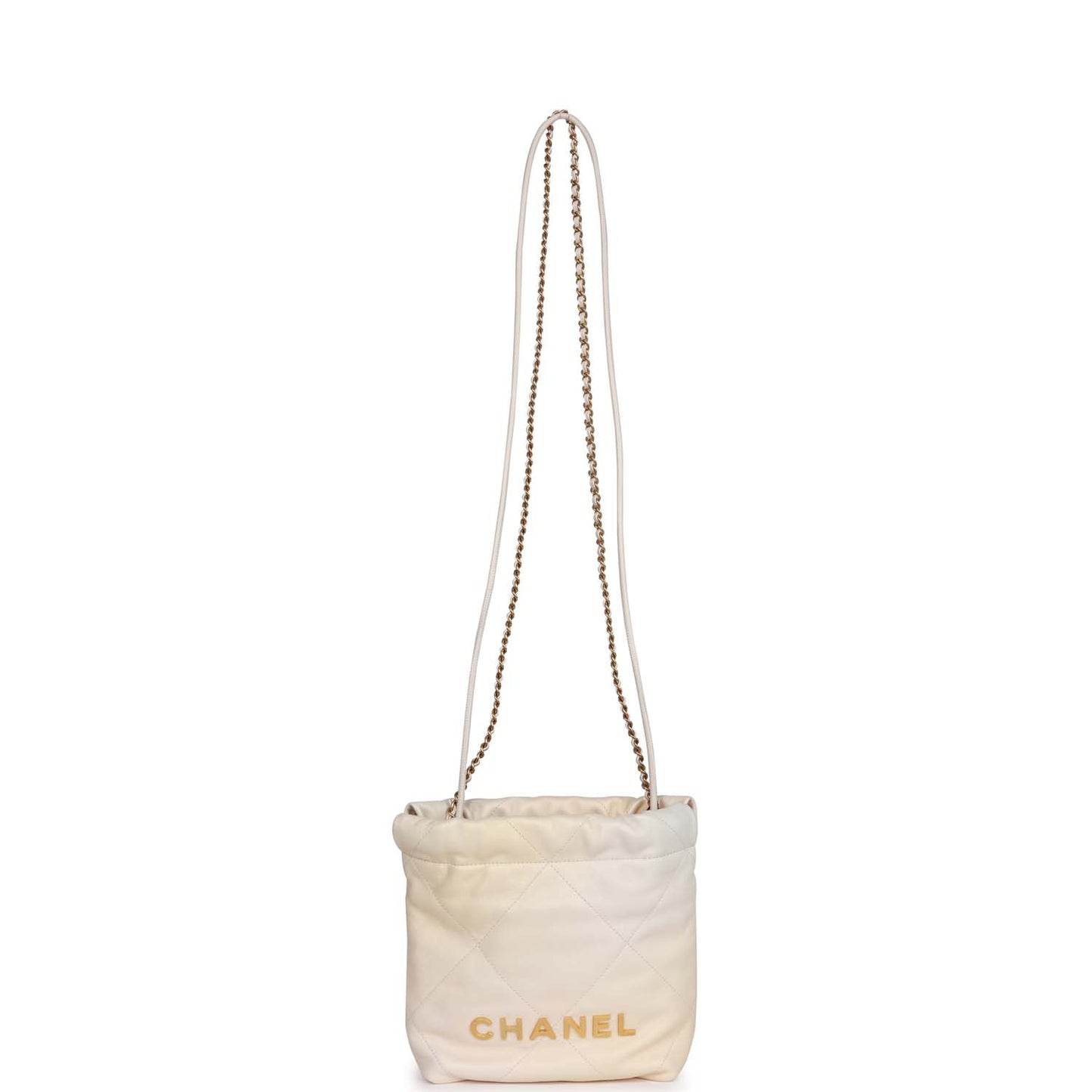 Chanel Mini 22 Bag Champagne Iridescent Calfskin Gold Hardware