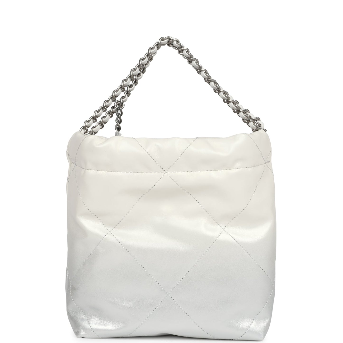 Chanel Mini 22 Bag White and Silver Ombre Metallic Calfskin Silver Hardware