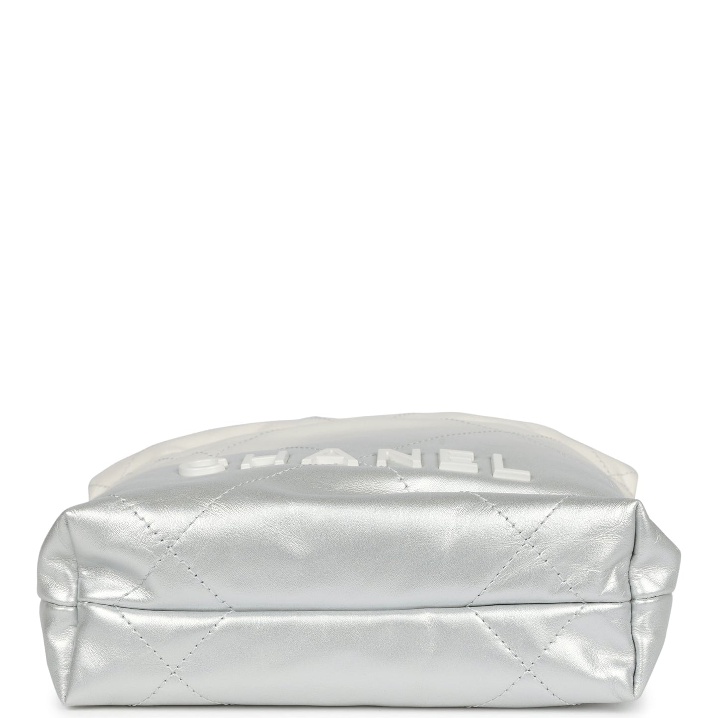 Chanel Mini 22 Bag White and Silver Ombre Metallic Calfskin Silver Hardware