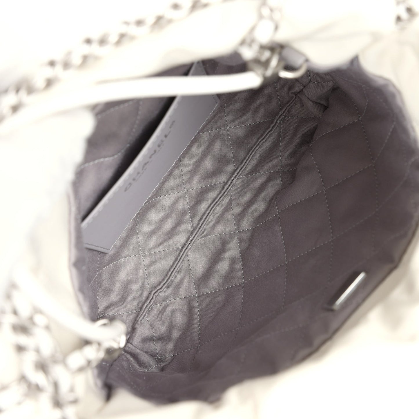 Chanel Mini 22 Bag White and Silver Ombre Metallic Calfskin Silver Hardware