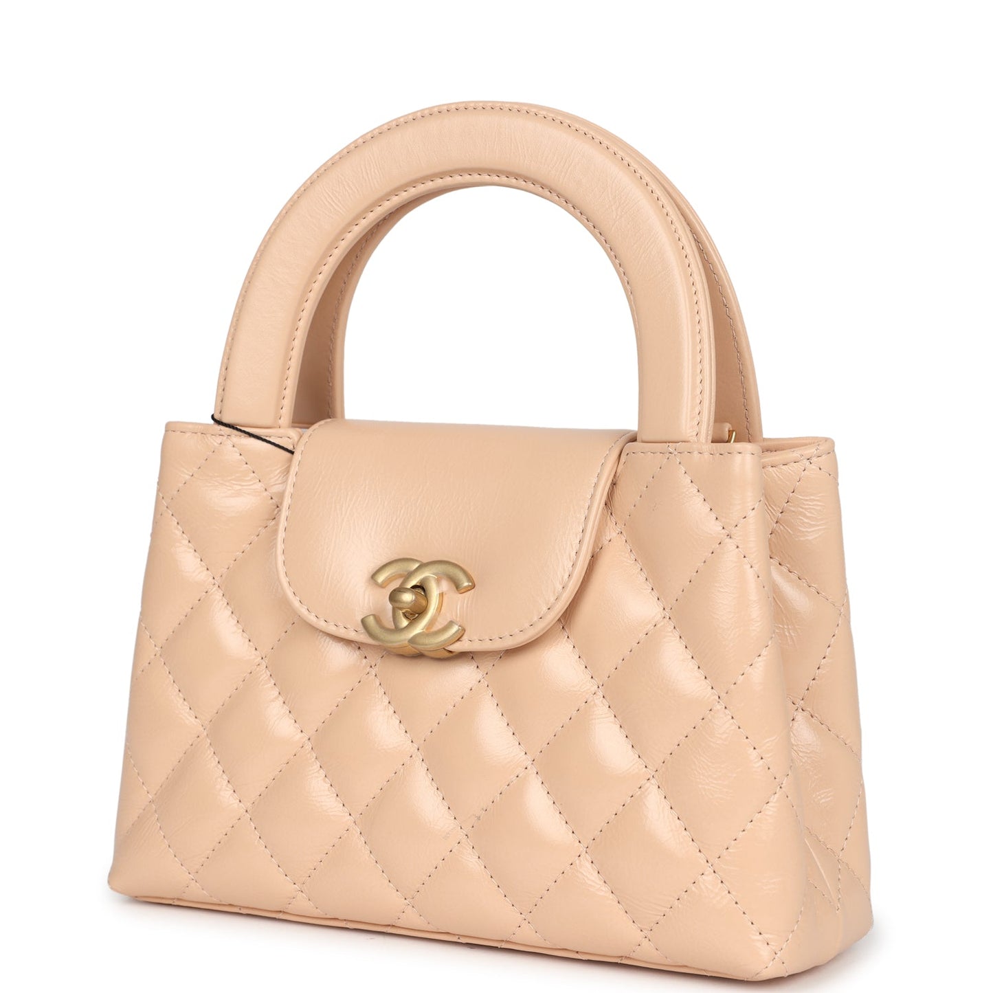 Chanel Small Kelly Shopper Beige Shiny Aged Calfskin Brushed Gold Hardware