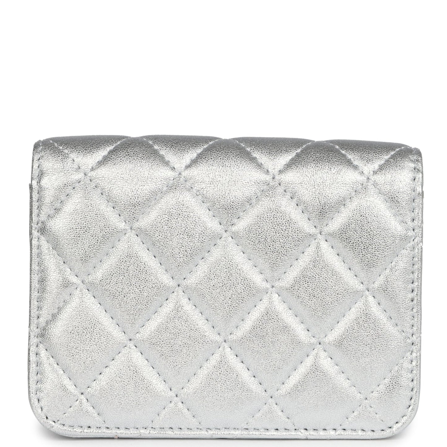Chanel Crystal CC Walk Of Fame Clutch on Chain Silver Metallic Goatskin Silver Hardware