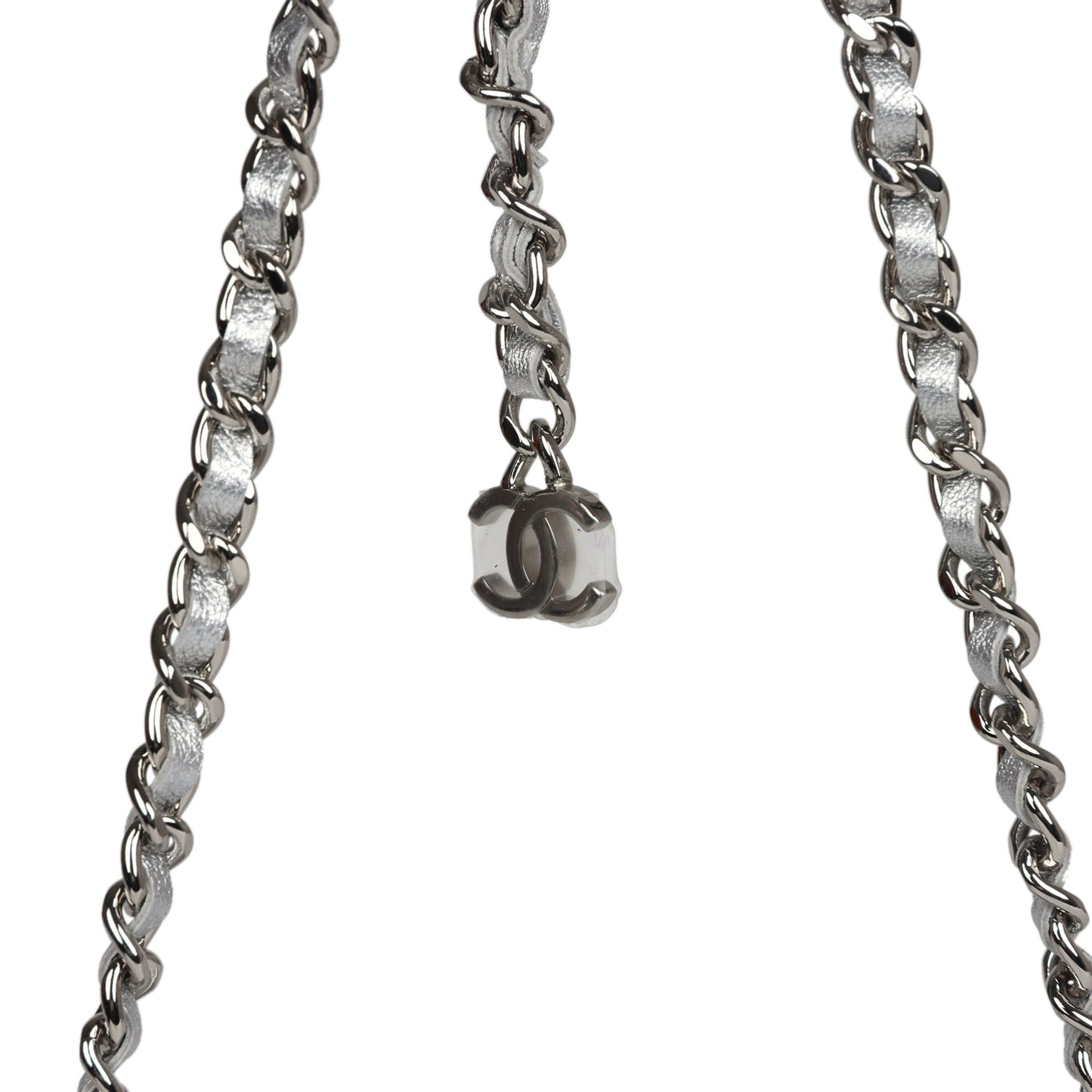 Chanel Crystal CC Walk Of Fame Clutch on Chain Silver Metallic Goatskin Silver Hardware