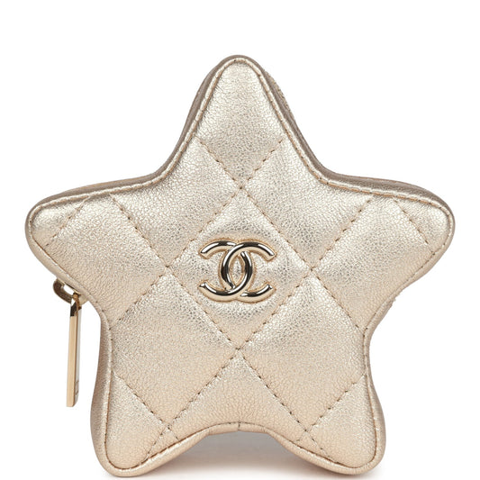Chanel Walk Of Fame Star Clip-On Coin Purse Metallic Gold Goatskin Light Gold Hardware