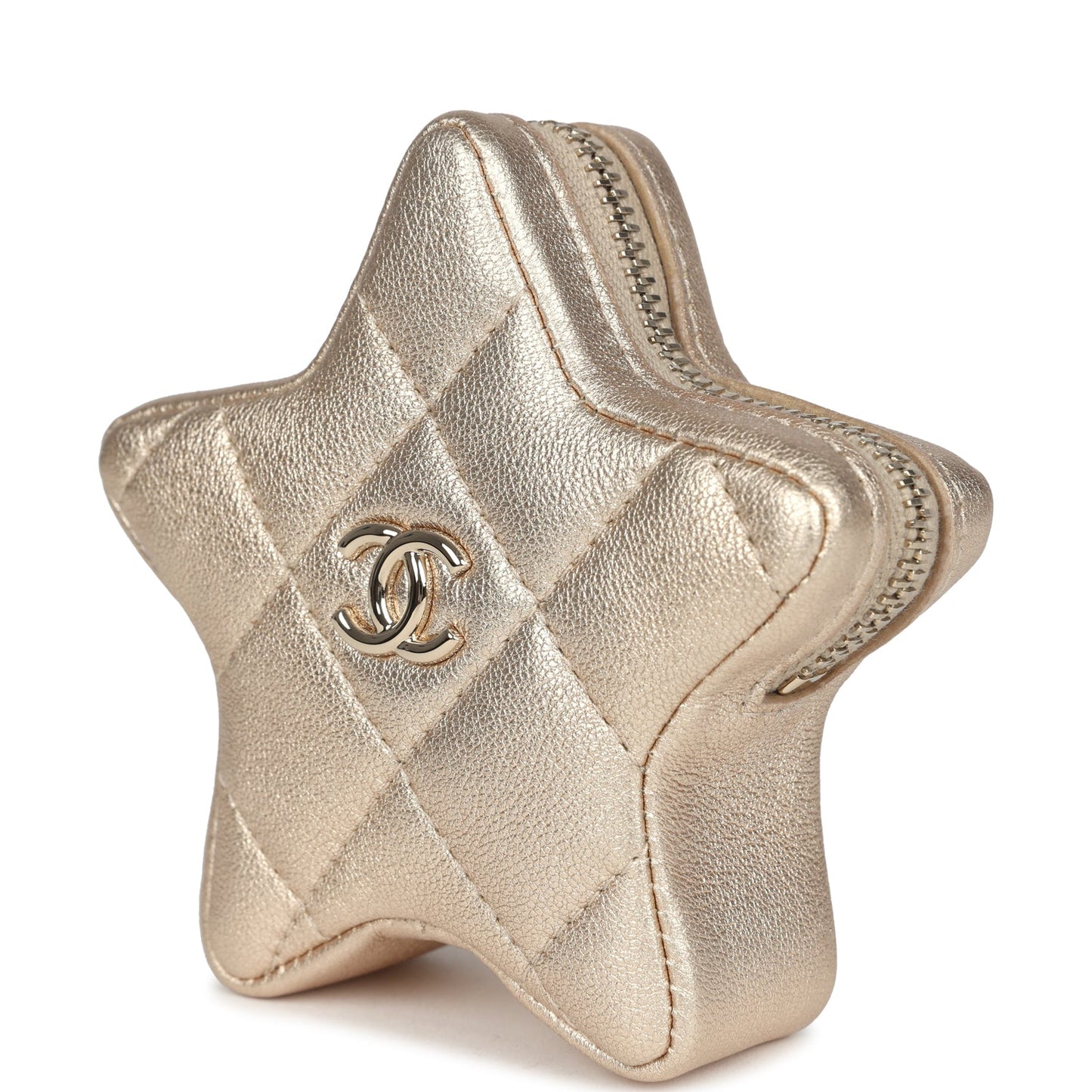 Chanel Walk Of Fame Star Clip-On Coin Purse Metallic Gold Goatskin Light Gold Hardware
