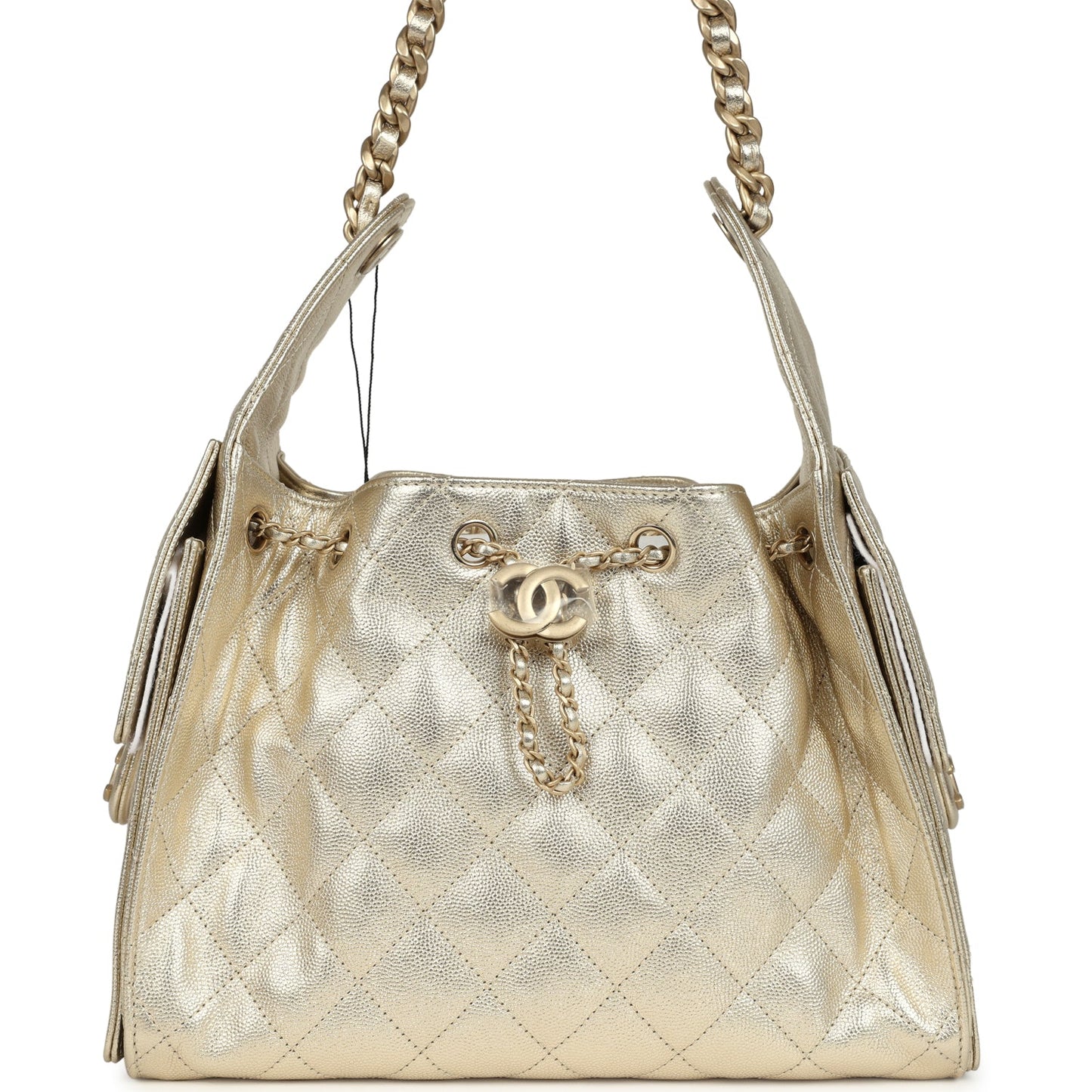 Chanel Small 25 Hobo Bag Metallic Gold Caviar Light Gold Hardware