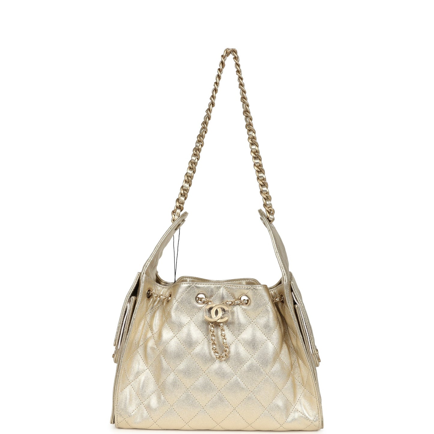 Chanel Small 25 Hobo Bag Metallic Gold Caviar Light Gold Hardware