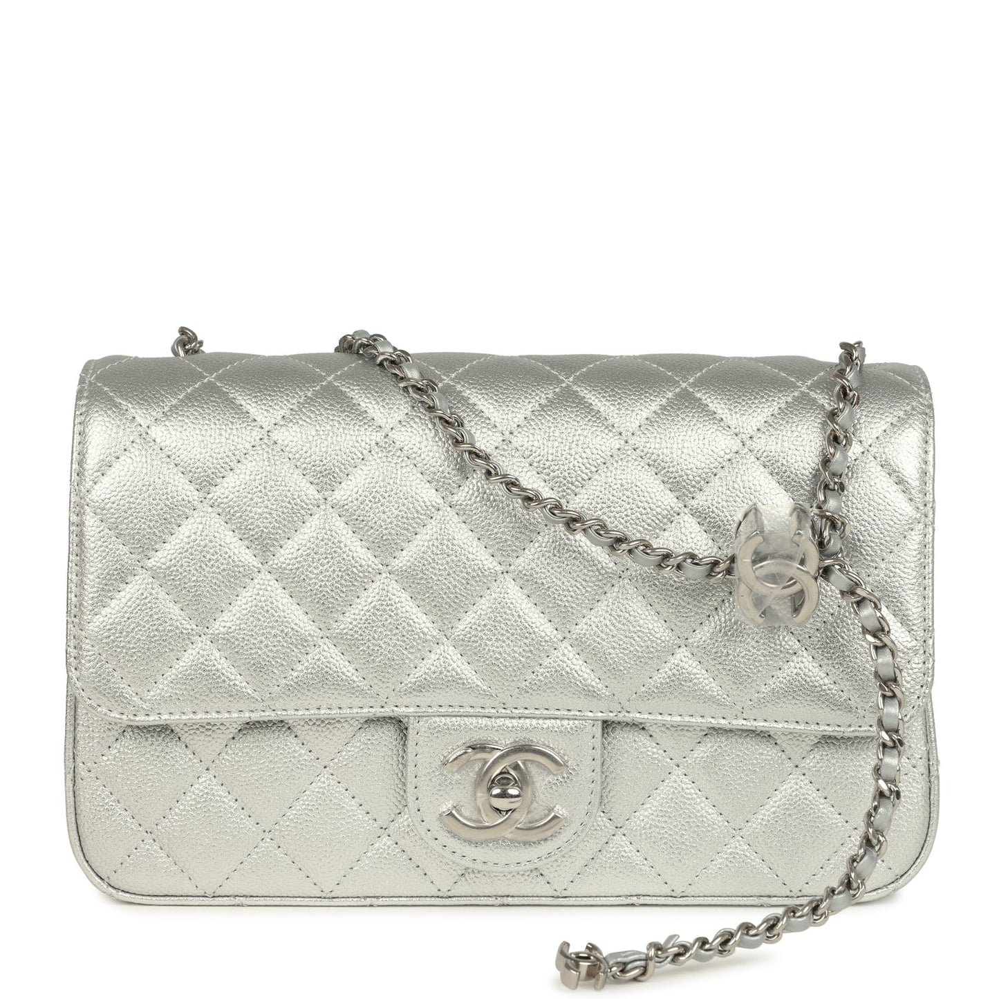 Chanel Small CC Crush Flap Bag Silver Metallic Caviar Silver Hardware