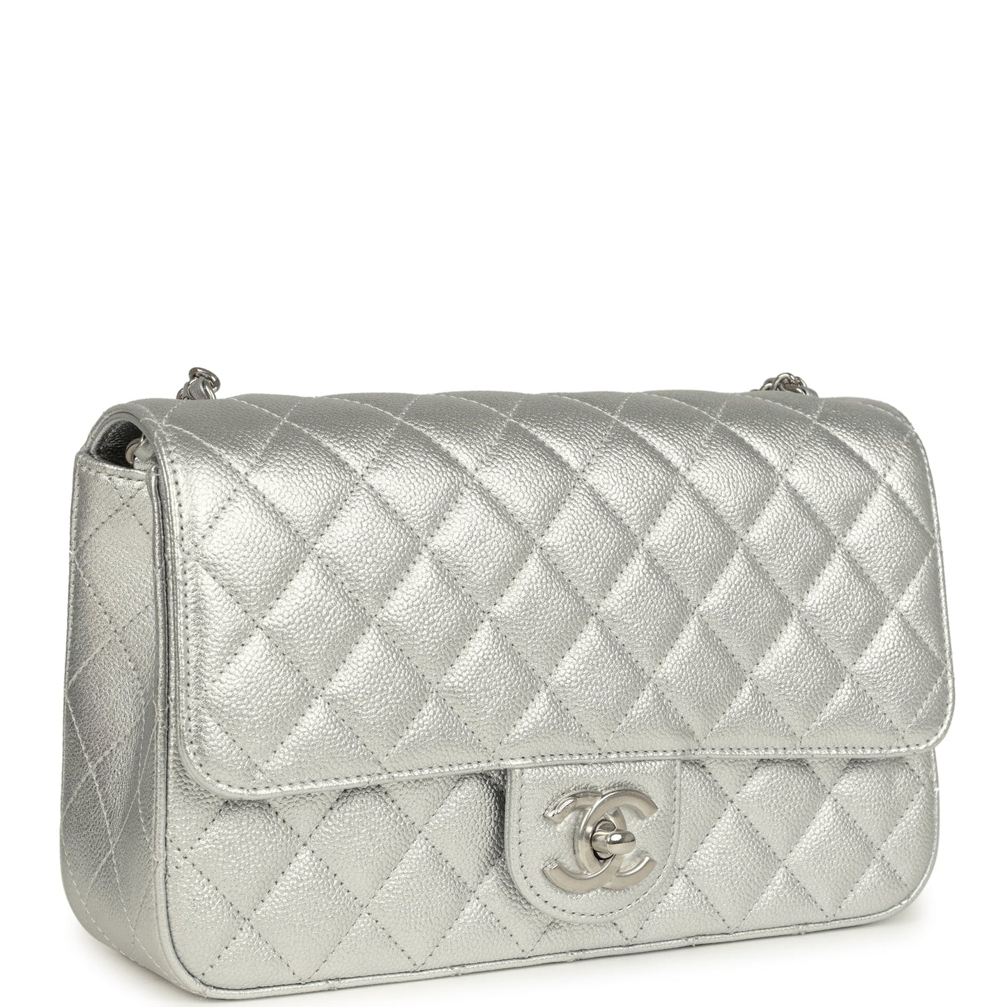 Chanel Small CC Crush Flap Bag Silver Metallic Caviar Silver Hardware