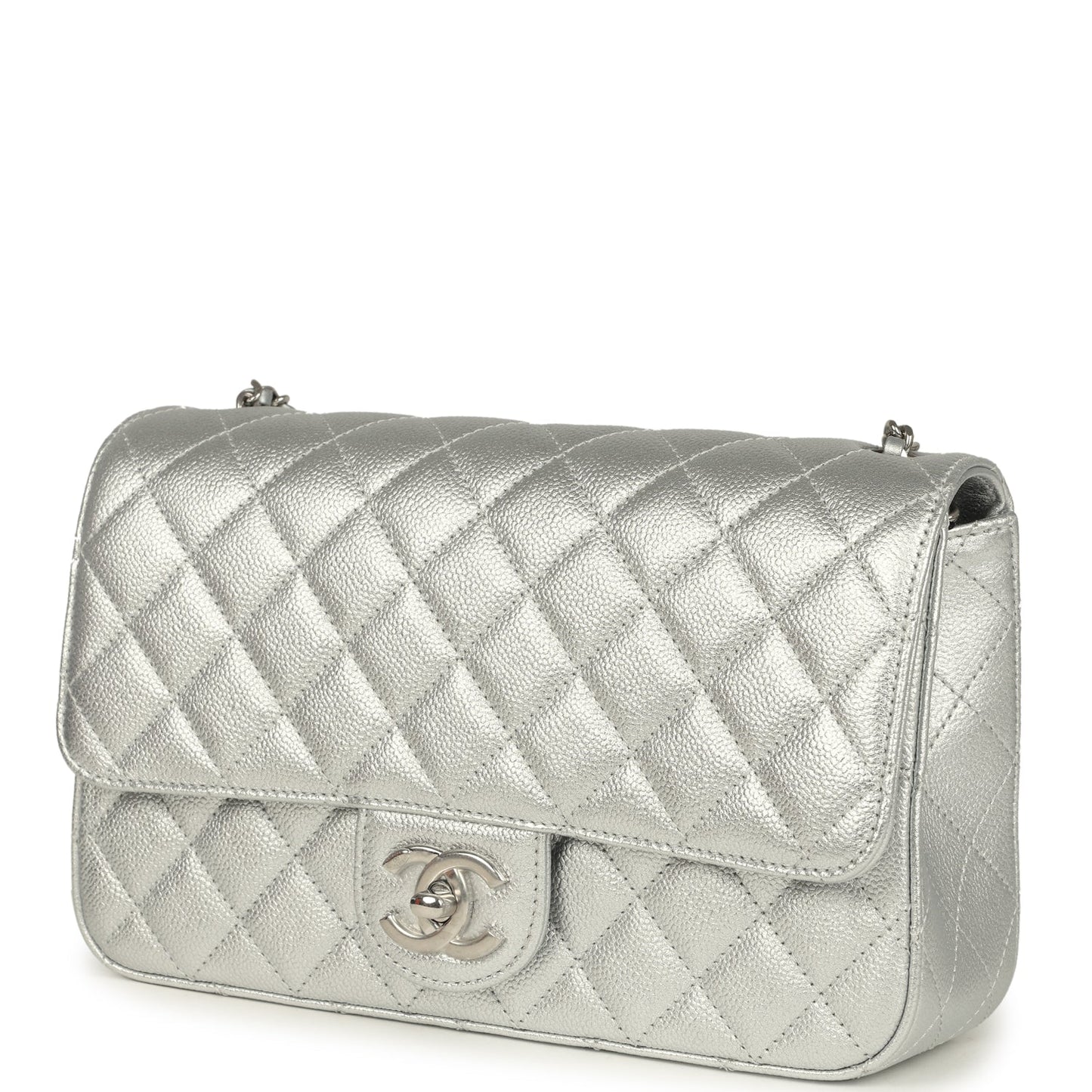 Chanel Small CC Crush Flap Bag Silver Metallic Caviar Silver Hardware