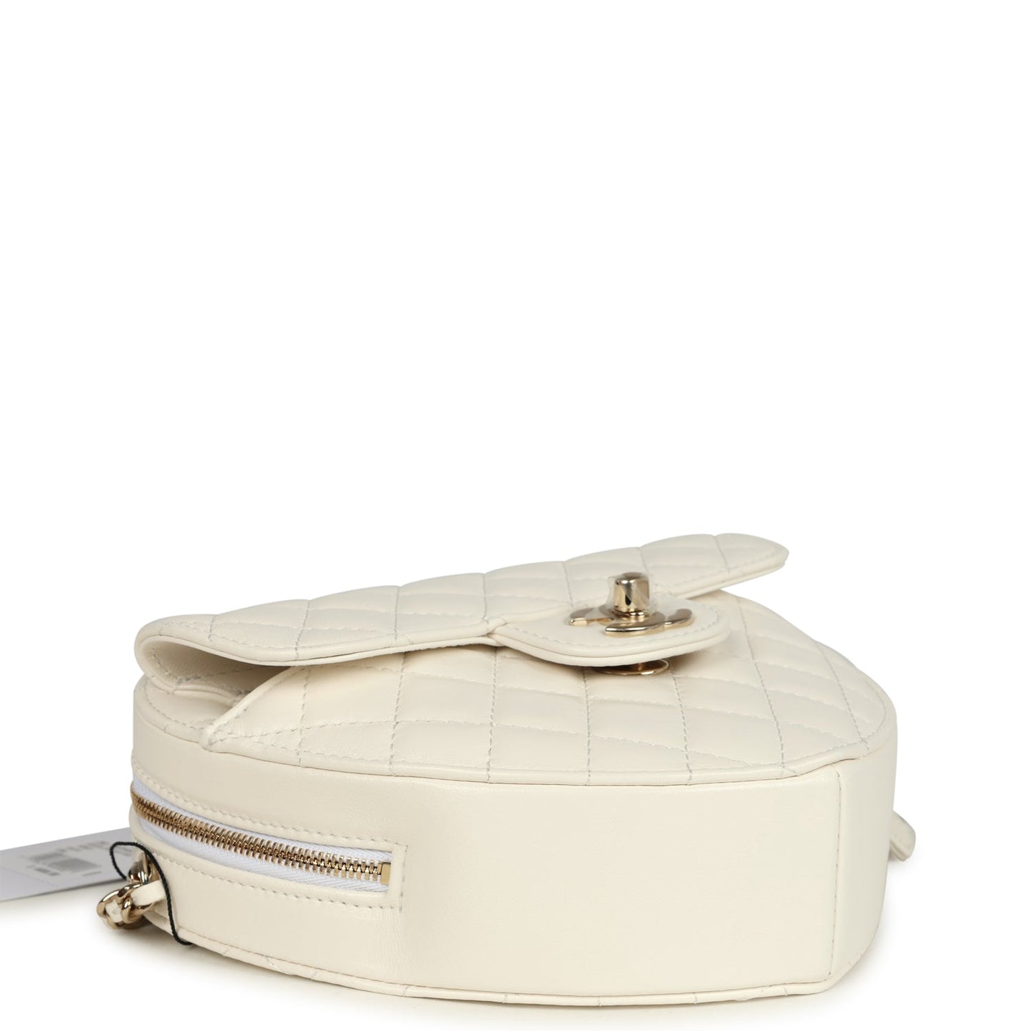 Chanel CC In Love Large Heart Bag with Chain White Lambskin Light Gold Hardware