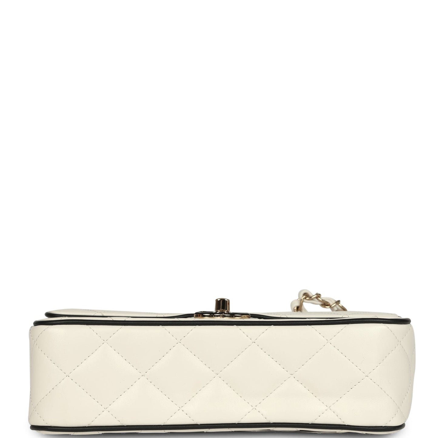 Chanel Small Graphic Frame Flap Bag White and Black Lambskin Light Gold Hardware