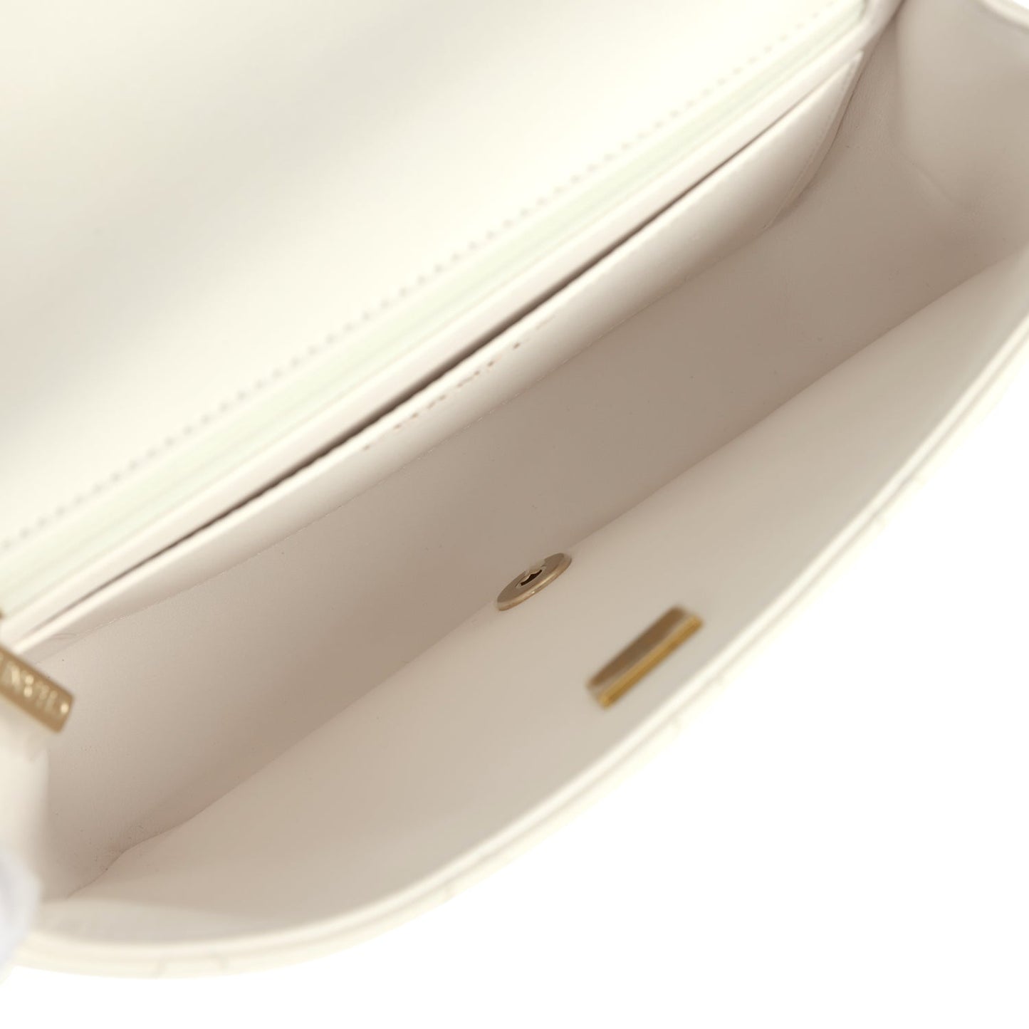 Chanel Small Graphic Frame Flap Bag White and Black Lambskin Light Gold Hardware