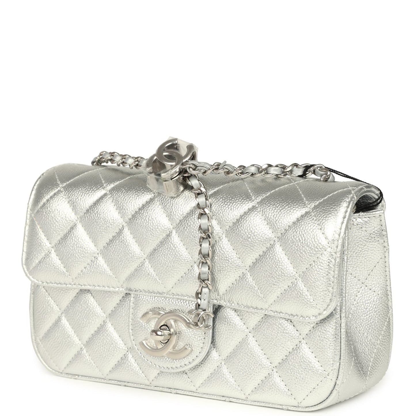 Chanel Mini CC Crush Flap Bag Silver Metallic Caviar Silver Hardware
