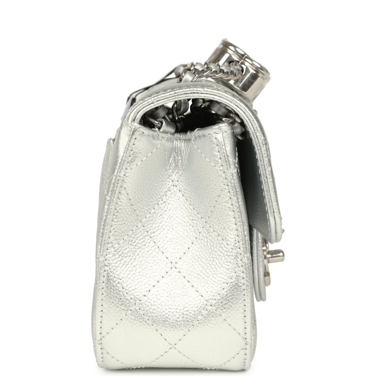 Chanel Mini CC Crush Flap Bag Silver Metallic Caviar Silver Hardware