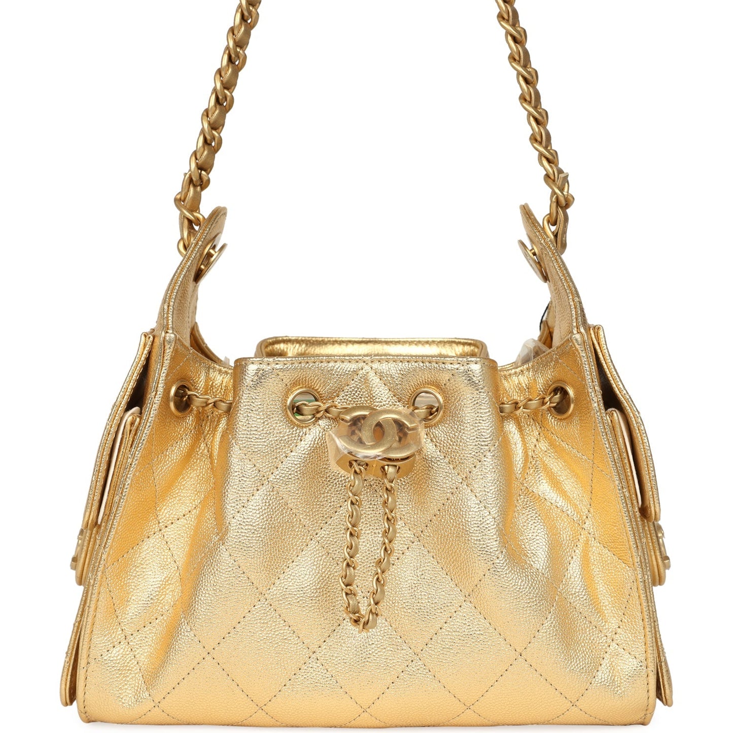 Chanel Mini 25 Hobo Bag Metallic Gold Caviar Caviar Antique Gold Hardware