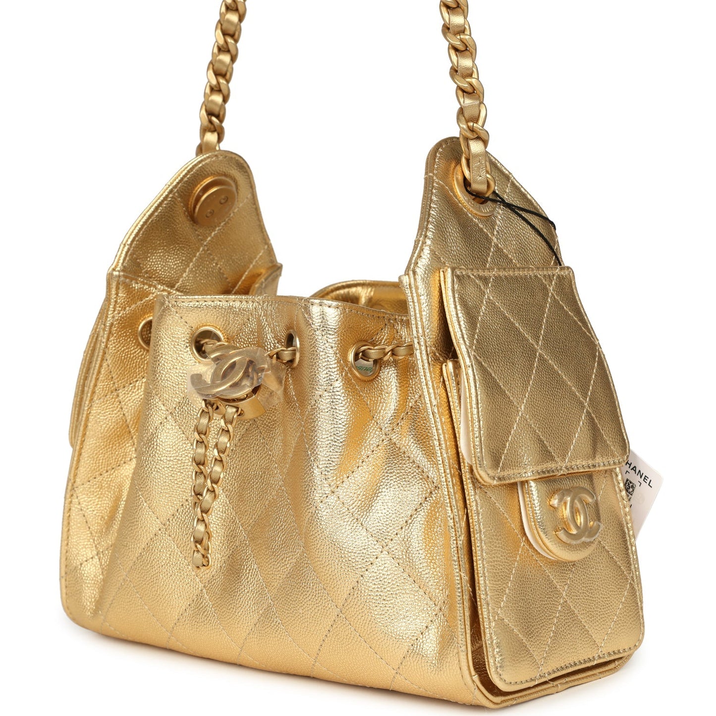 Chanel Mini 25 Hobo Bag Metallic Gold Caviar Caviar Antique Gold Hardware