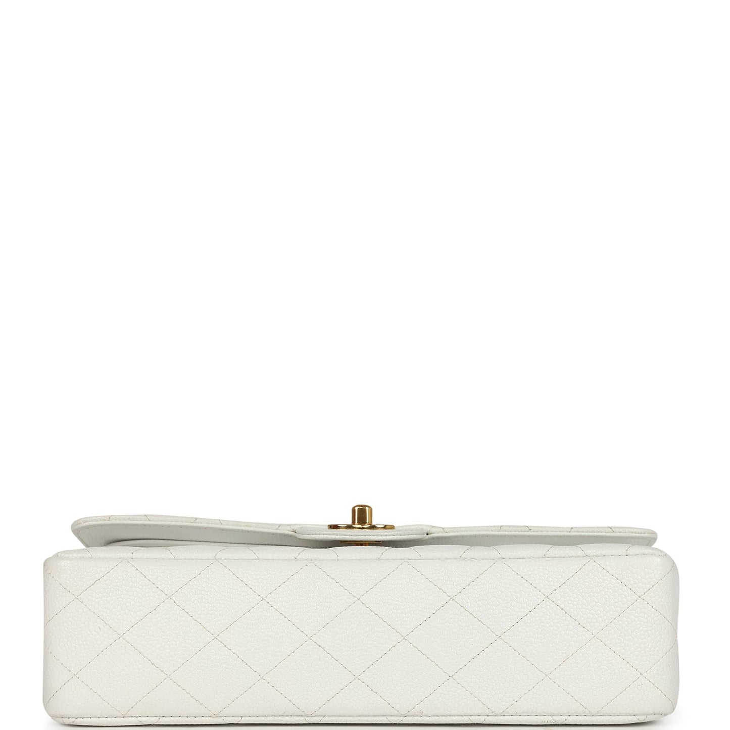 Vintage Chanel Medium Classic Double Flap White Caviar Gold Hardware