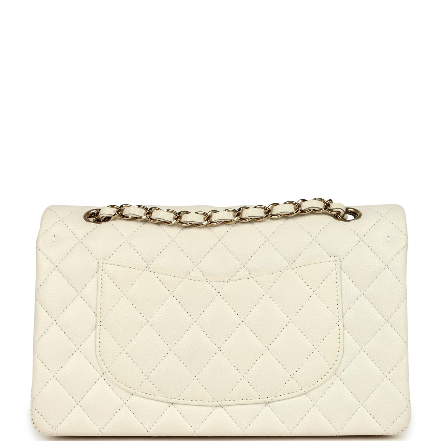 Chanel Medium Classic Double Flap White Caviar Light Gold Hardware