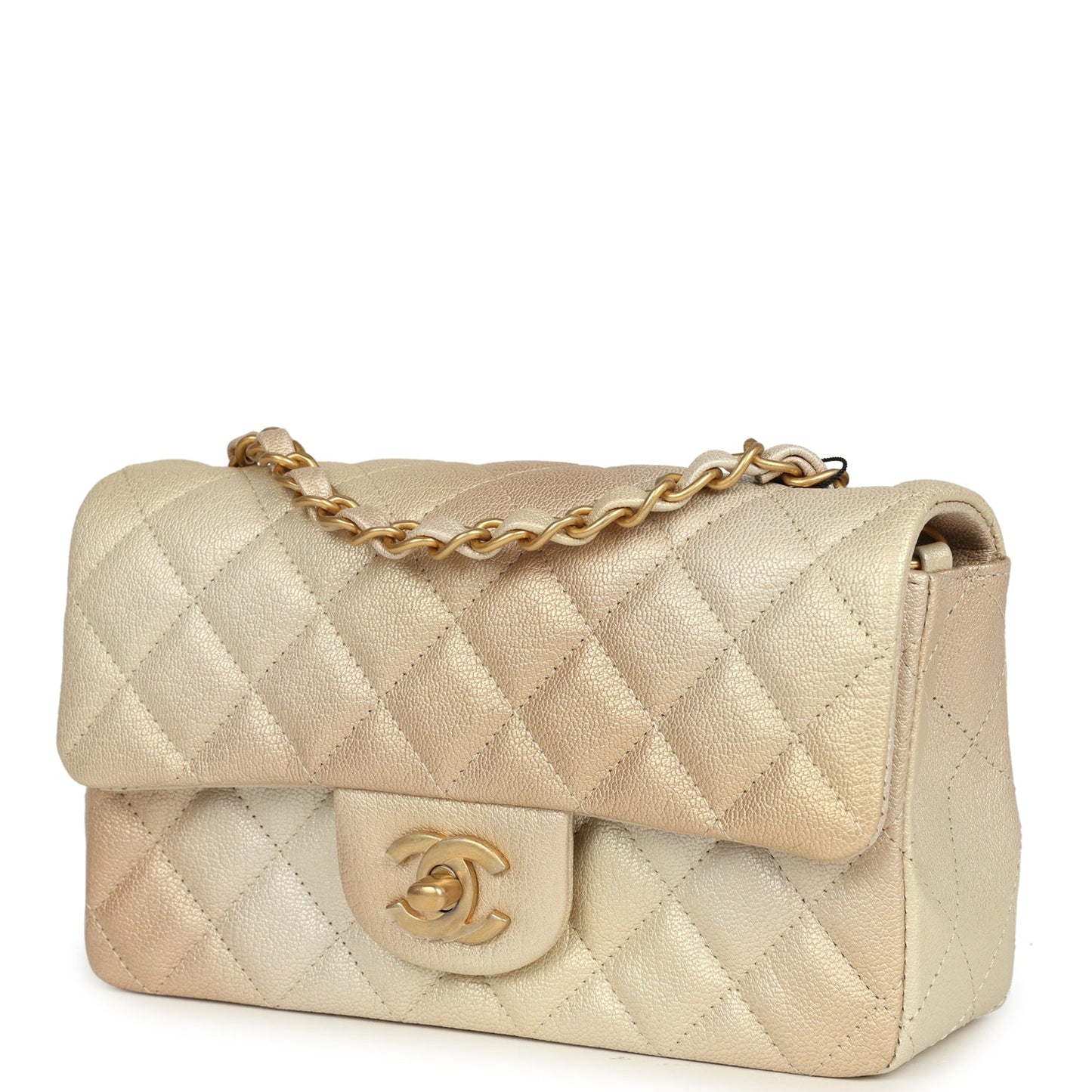Chanel Mini Rectangular Flap Bag Gold Ombre Chevre Calfskin Antique Gold Hardware