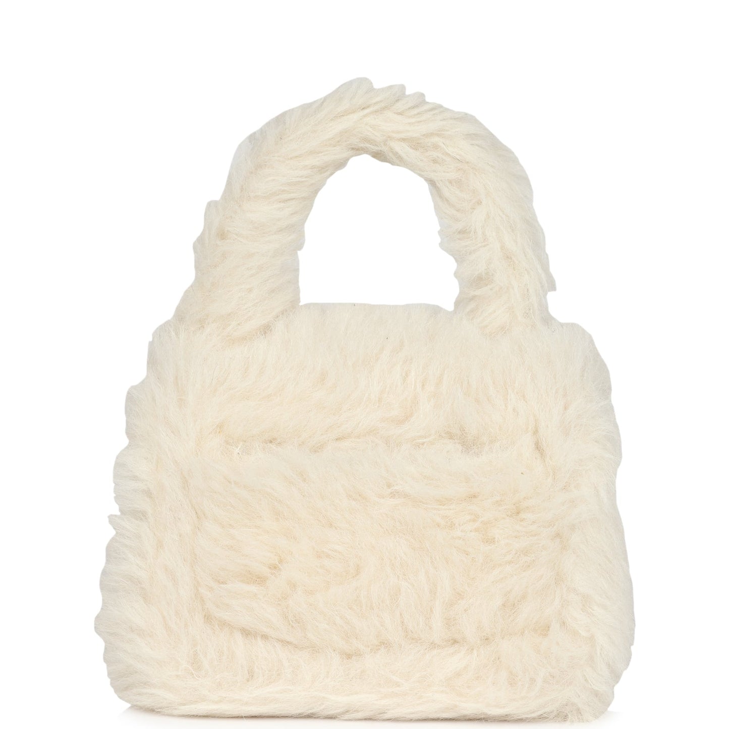 Vintage Chanel Micro Kelly Child White Rabbit Fur Gold Hardware