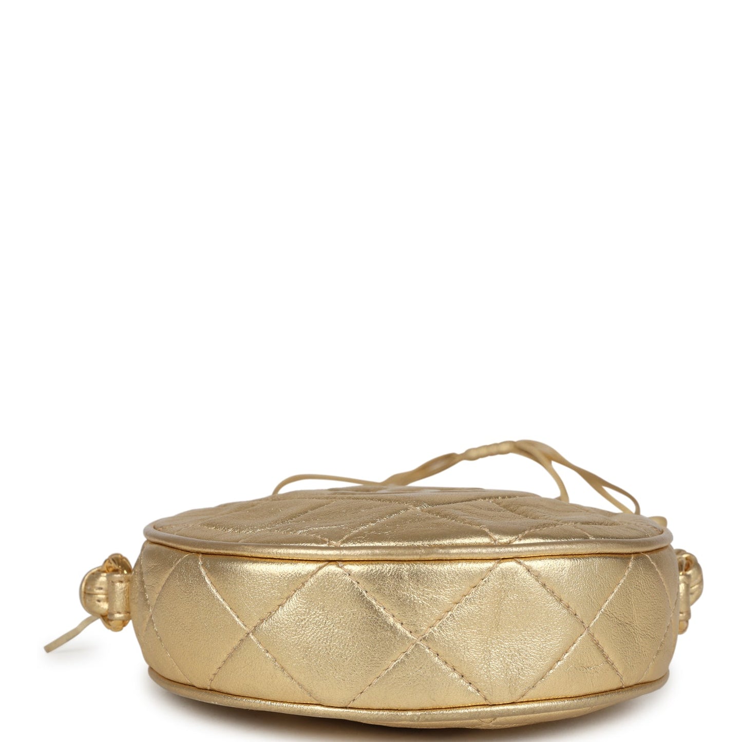 Vintage Chanel Mini CC Round Crossbody Bag Gold Lambskin Gold Hardware