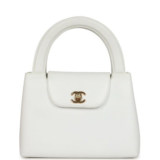 Vintage Chanel Small Kelly White Caviar Gold Hardware