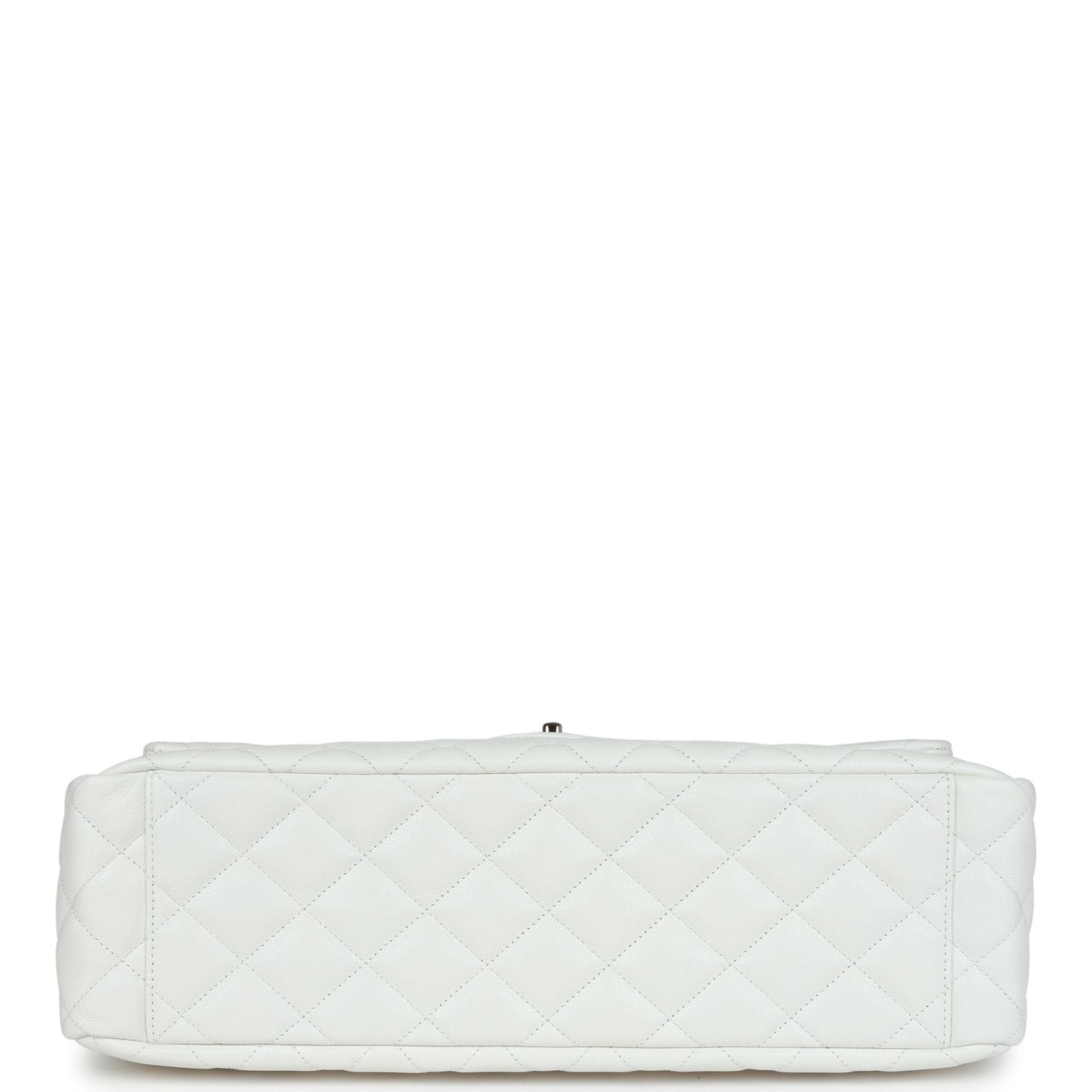 Chanel XXL Classic Single Flap Bag White Shiny Caviar Light Gold Hardware