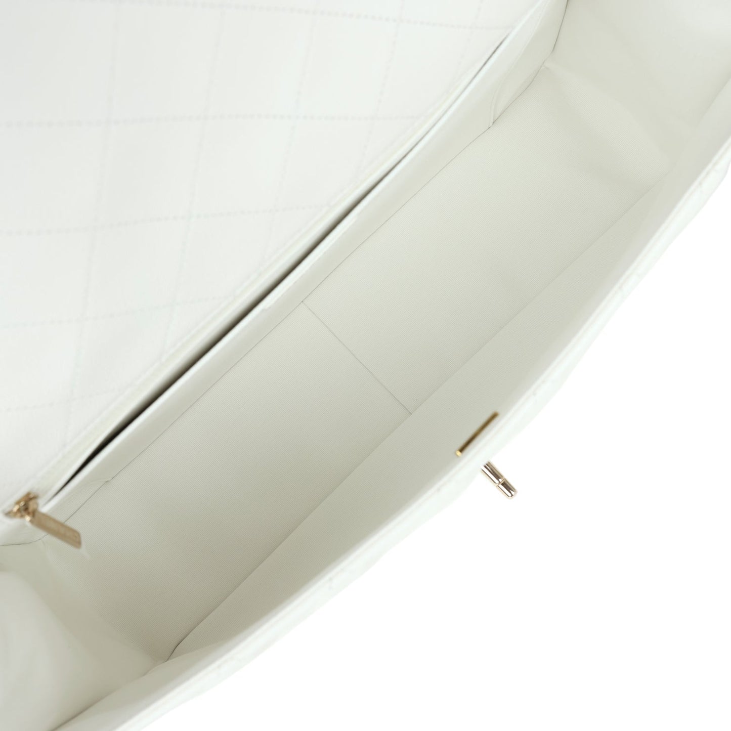 Chanel XXL Classic Single Flap Bag White Shiny Caviar Light Gold Hardware