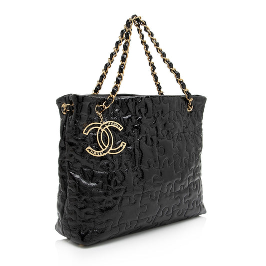 Chanel Patent Leather Puzzle Tote (SHF-uPxGaG)